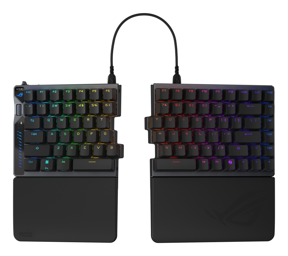 ASUS ROG FALCATA Compact 75% Split RGB Gaming Keyboard, Wireless/Btooth/USB, Magnetic Switches, Rapid Trigger, Multi-Function Wheel, Black
