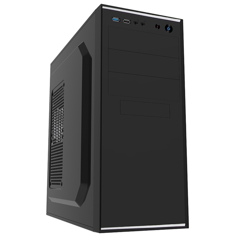 CIT Jet Stream Mid Tower 1 x USB 3.0 / 1 x USB 2.0 Black & Silver Case with 500W PSU