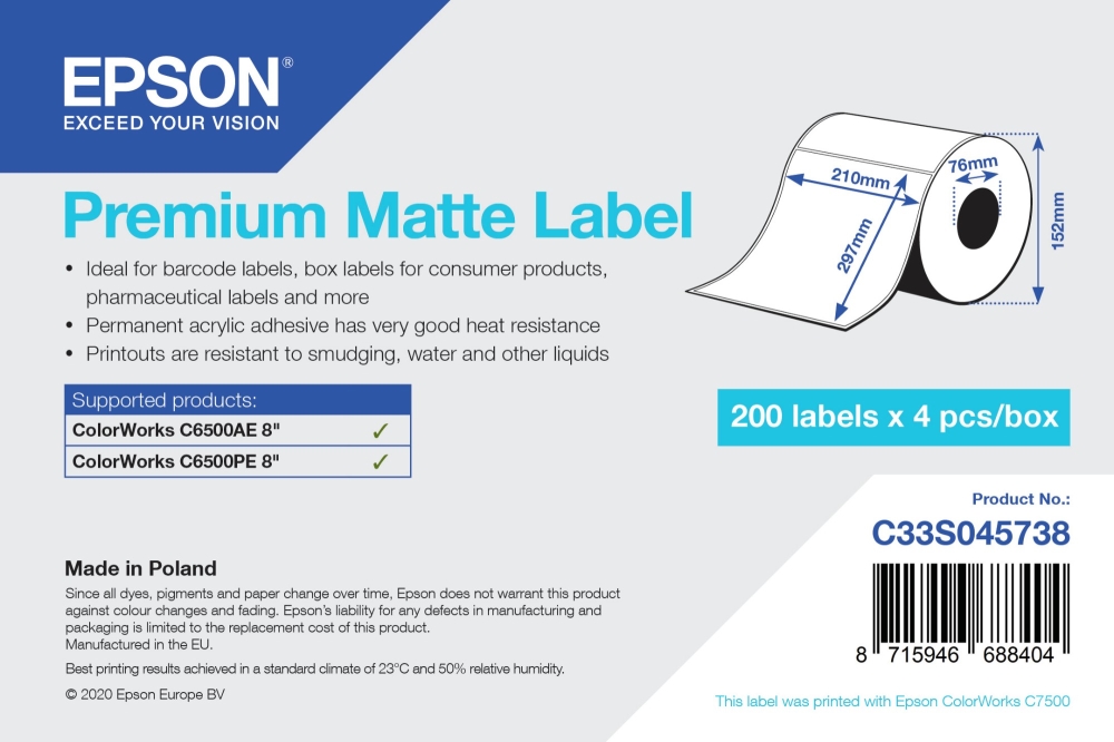Epson C33S045738 Printer Labels
