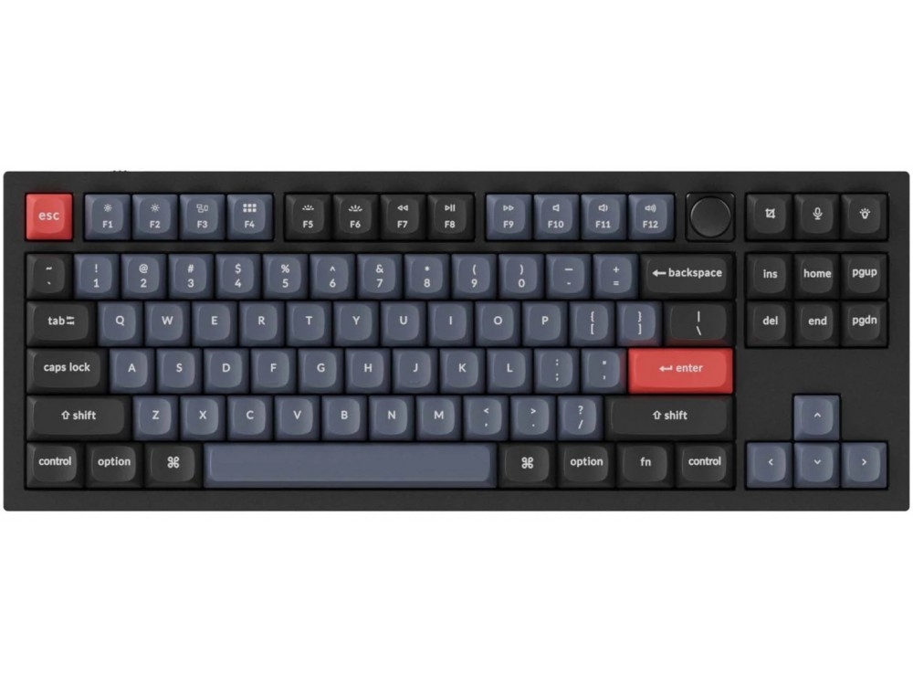 Keychron USA Q3 QMK RGB Aluminium Mac/PC Carbon Black Tactile Custom Keyboard with Knob